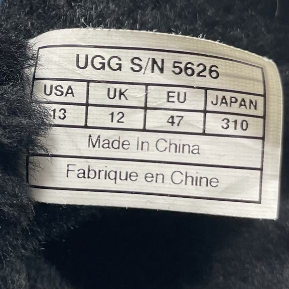 UGG Hartsville Sheepskin Leather Boots Black 5626 Mens Size 13 Shearling Lined - Picture 8 of 11